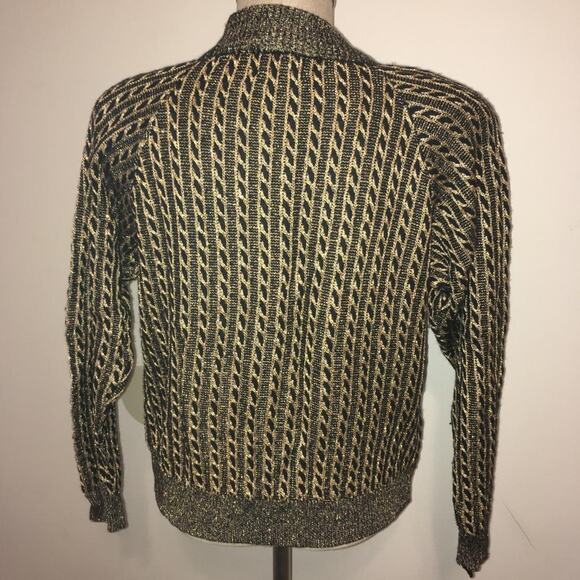 Vintage 1980's Renee Tener for Jeanne Pierre Black & Metallic Gold Sweater S - Picture 6 of 8